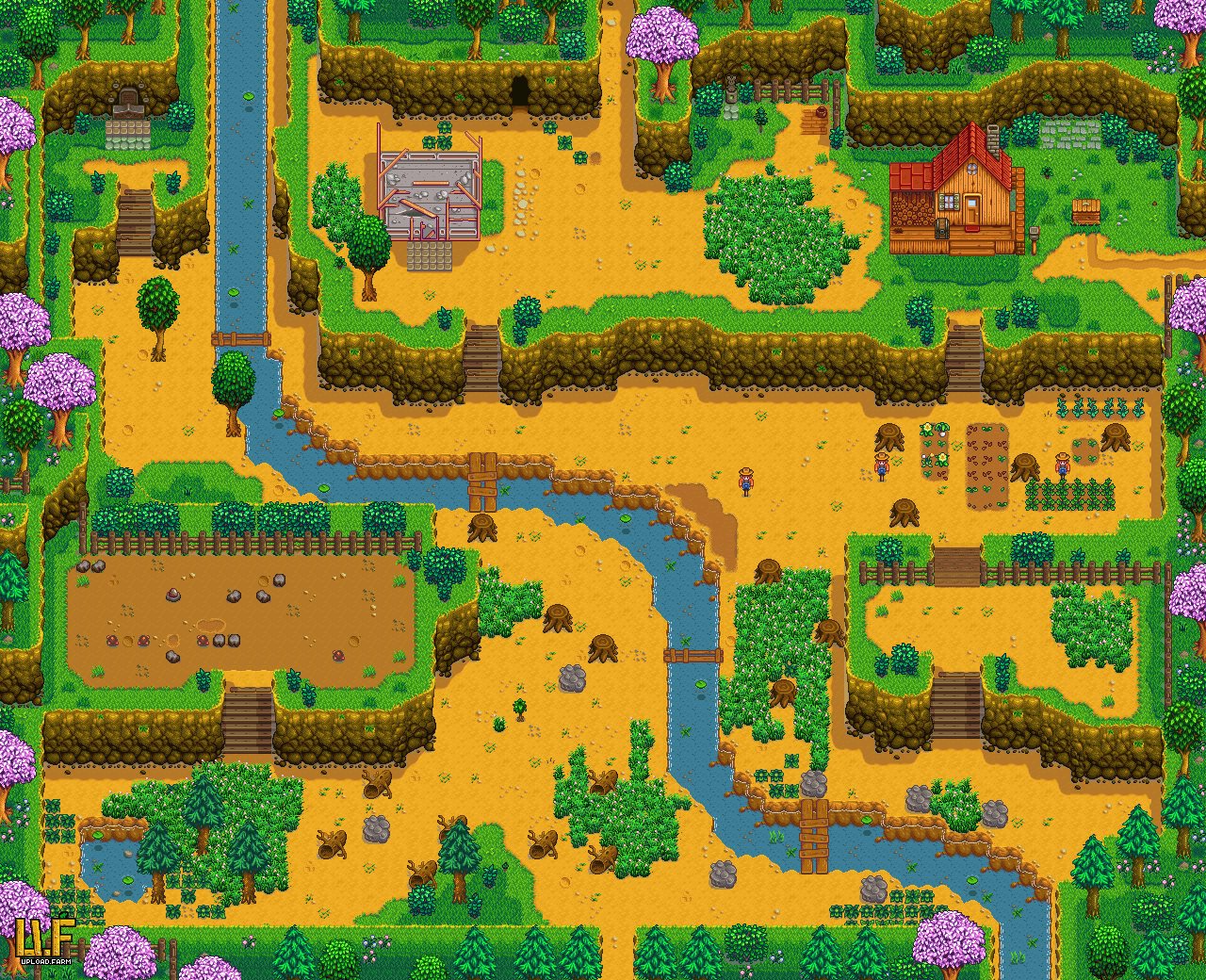 stardew farm layout riverside