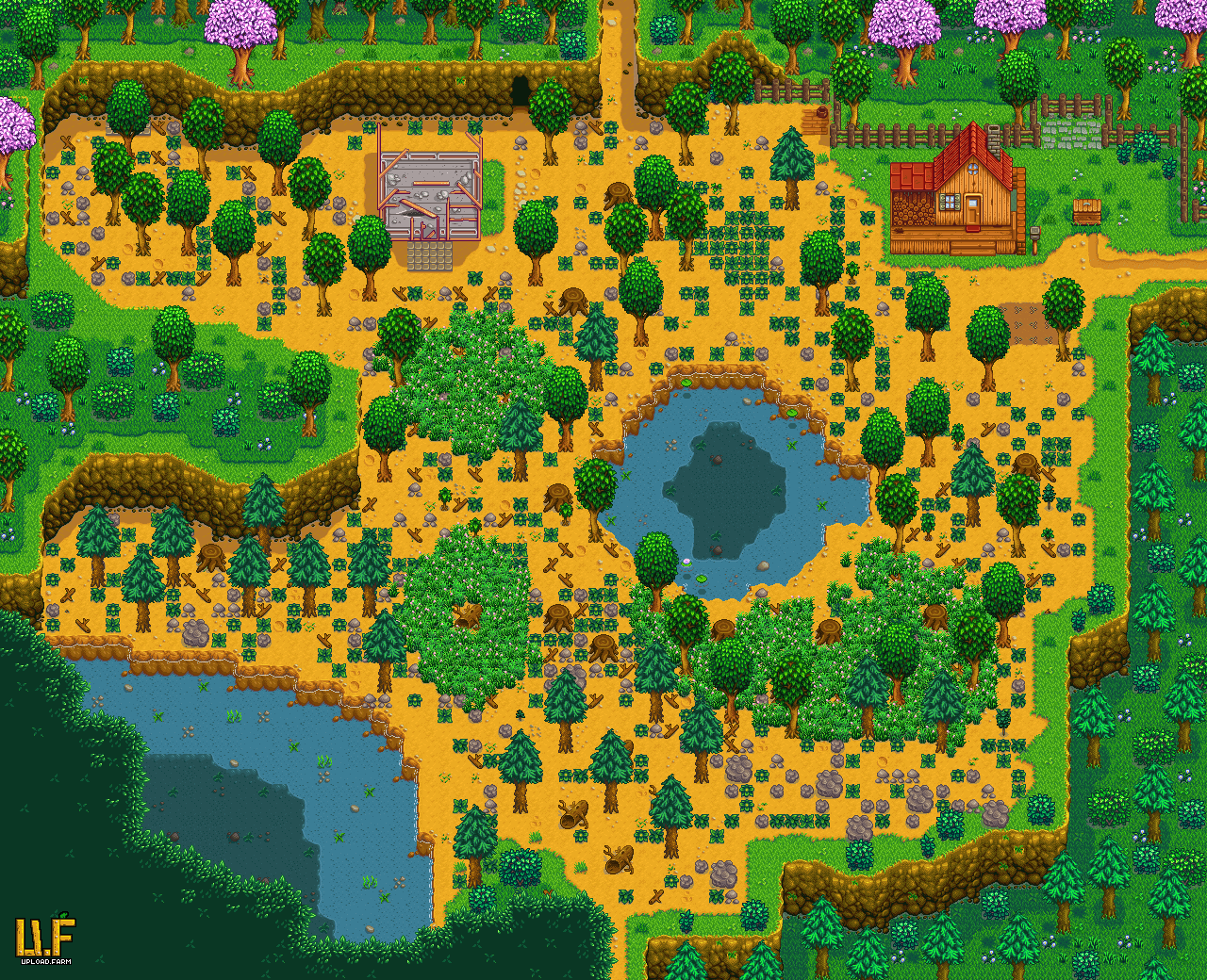 Farm map. Стардью Валлей ферма в глуши. Стардью Валли ферма в глуши. Stardew Valley карта фермы. Горная ферма Stardew Valley.